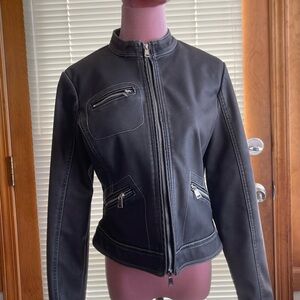 UO Silence + Noise Ivy Faux Leather Fitted Moto Jacket